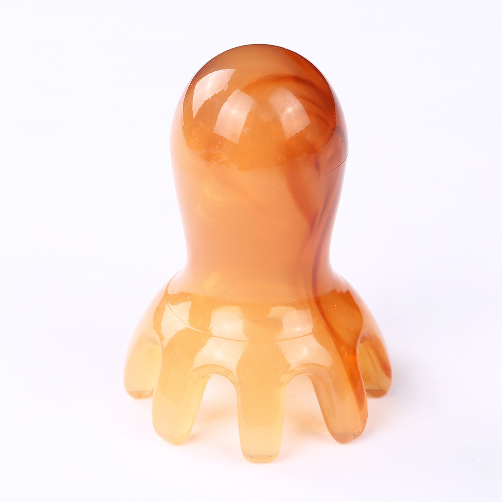 Pink Octopus Scalp Massage Comb Portable Meridian Head Therapy Tool Wide Teeth Guasha Style preparation