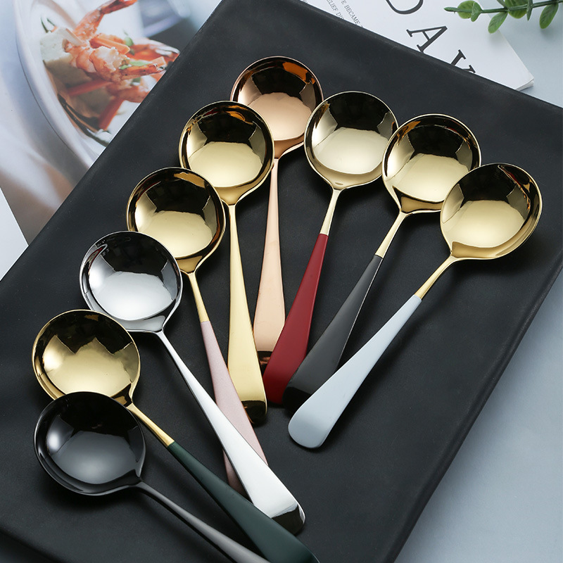 Lyon Popular Small Rice Spoon Portable Stainless Steel Chopsticks and Spoon Set 304 Spoon Chopsticks Household Small Spoon Corrosion-Resistant