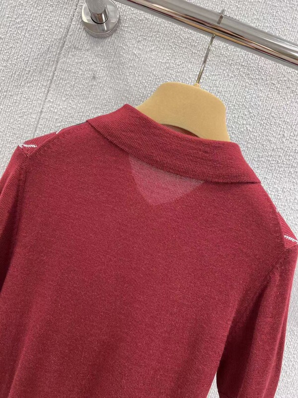 南油女装M家25夏季新款法式刺绣显瘦拼色菱格短袖针织衫女上衣|undefined
