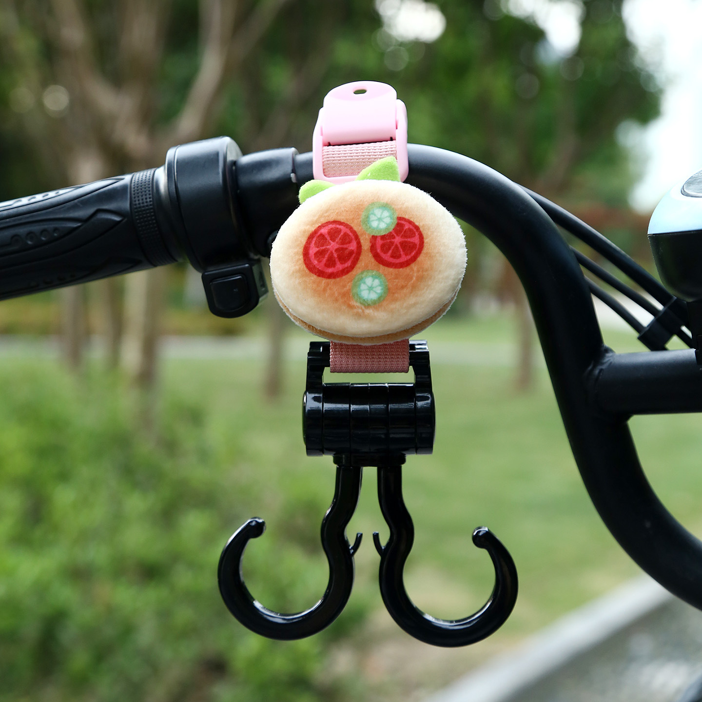 Load-Bearing Stroller – Universal Other Electric Vehicle Accessories - pink-double-hook-cute-hamburger-plush-short-22cm