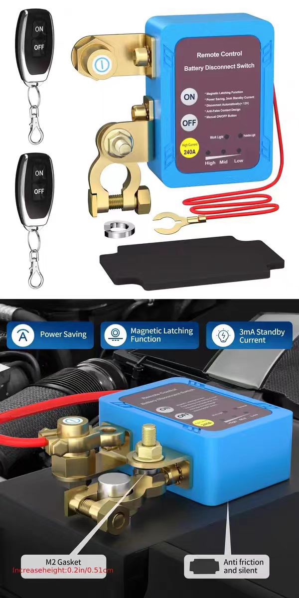 Universal 12V24V High-Current Car Battery Power-Off Switch, Anti-Drain Protection, Intelligent Remote Control Switch for Cars