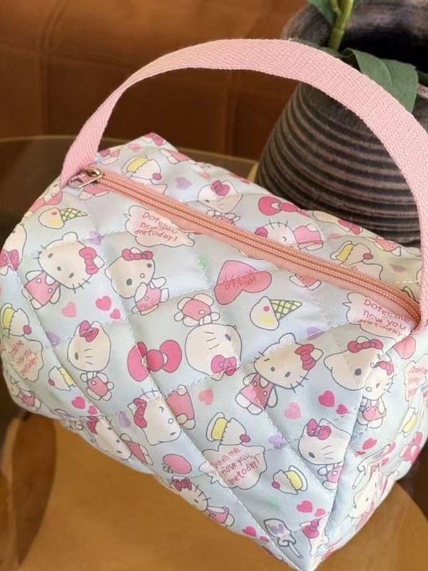 新しい漫画かわいいハローキティ猫大容量化粧品バッグハンドバッグ便利で多用途な収納袋|undefined