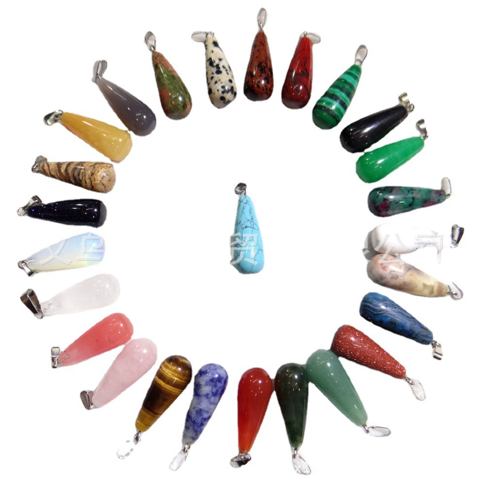 Европа и США горячая Распродажа натуральный розовый кристалл агат камень круглый кулон длинная Капля воды кулон ожерелье аксессуары Diy Wholesale