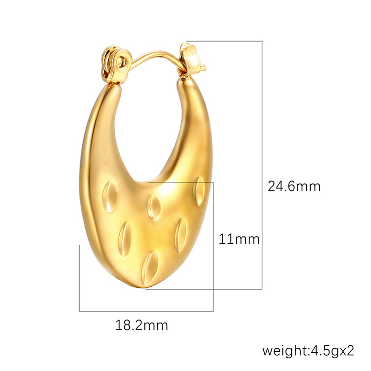 Estilo retro de las mujeres de la moda 18K Pendientes chapados en oro INS europeo y americano de moda de acero inoxidable oval de presión de aceite sólido
