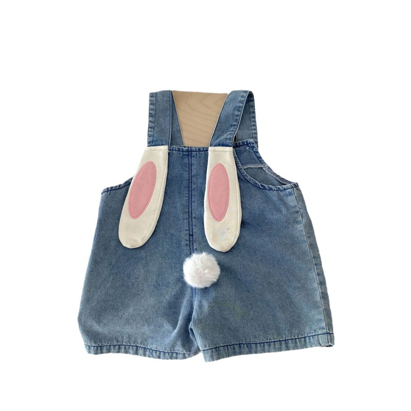 女の子の超萌ジーパン0-5歳の夏の湖州の織里の子供服の女性の赤ちゃんのウサギの耳の背もたれのズボンの潮AK298