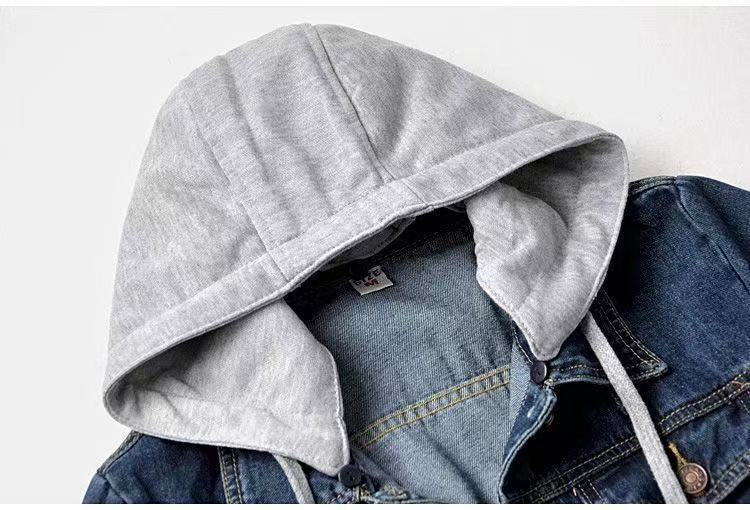 Damkläder Kort jeansjacka Kort vår- och hösttopp Långärmad smal huvjacka Mångsidiga studenttoppar_voghion.com