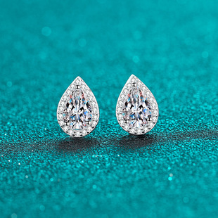 S925 Sterling Silver 1 karat Mosan Diamond Water Drops Pear-shaped Earrings Women's Super Flash Temperament Jewelry Cross-border Foreign Trade Amazon