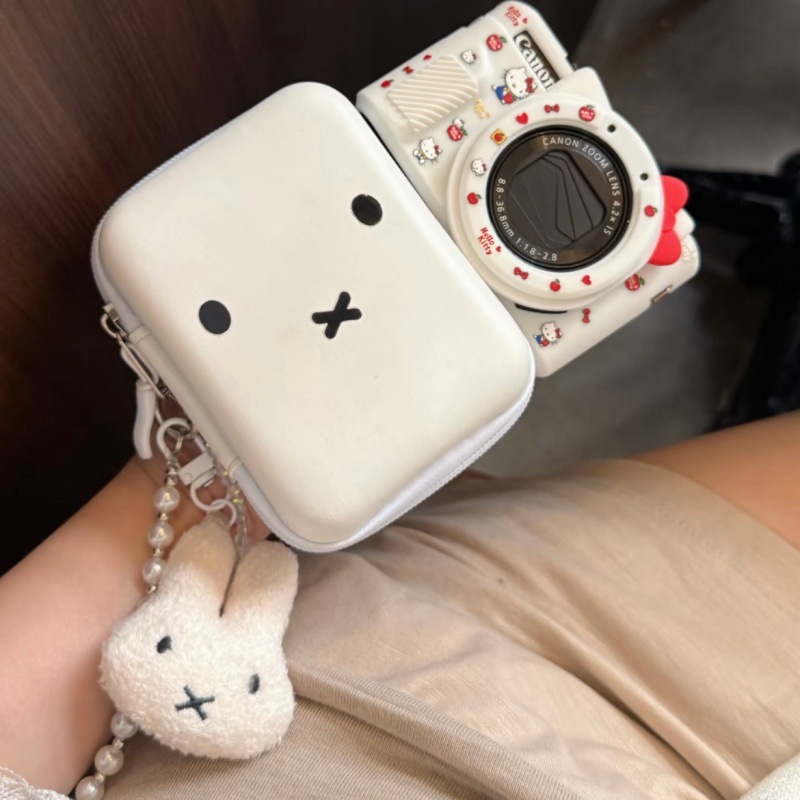 Cute Miffy CCD bolsa de protección de cámara bolsa de cambio certificados miffy polvo de lápiz labial almacenamiento portátil a prueba de caídas