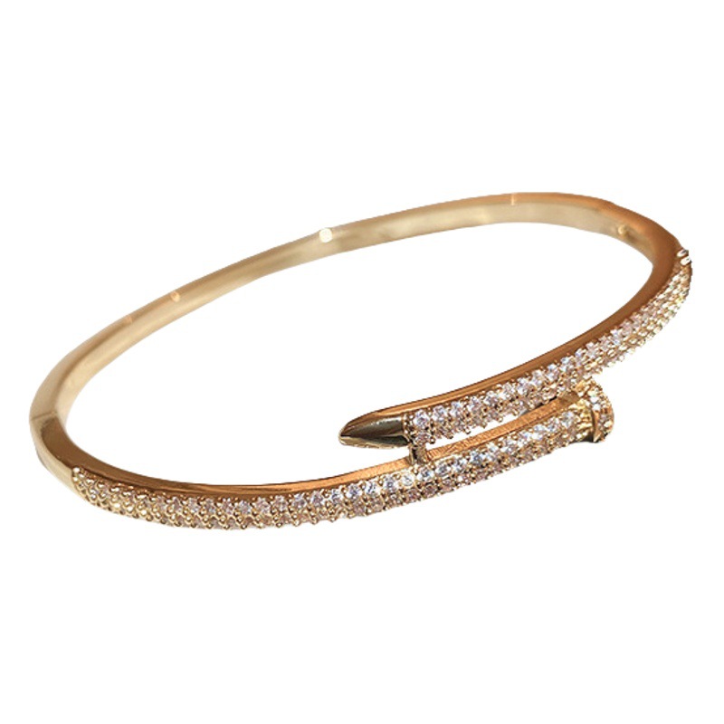 Oro real galvanizado ZIRCON pulsera geométrica Luz de lujo nicho diseño sentido pulsera simple personalidad todos los partidos pulsera al por mayor hembra