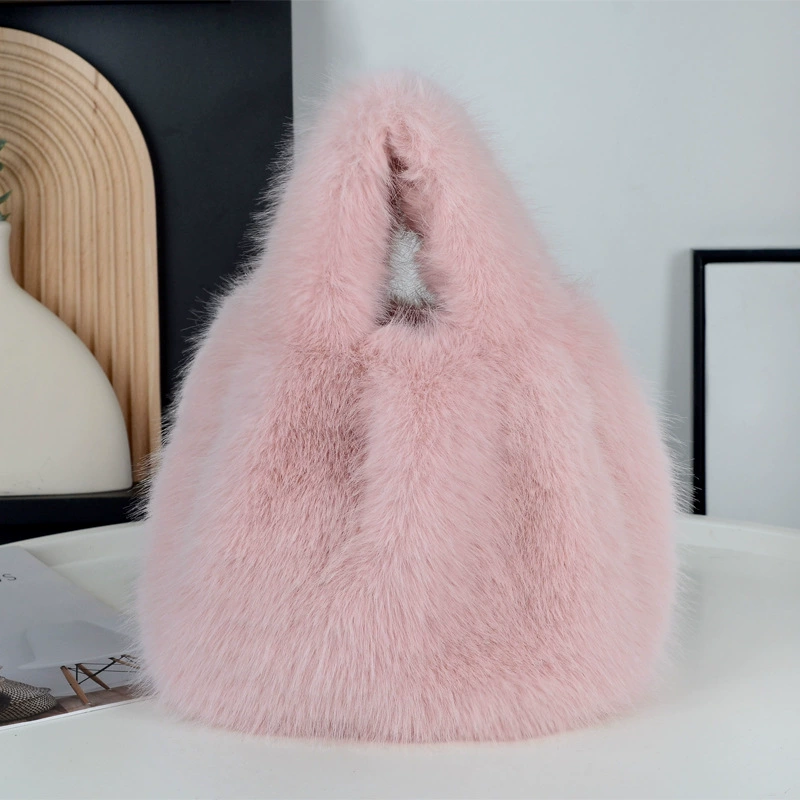 Новая меховая сумка имитация лиса плюшевая складка сумка большая емкость сумка плюшевая ручная сумка