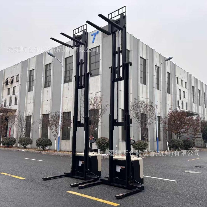 托盘堆垛车2.5吨5m站驾式液压装卸升降车电动叉车堆高车