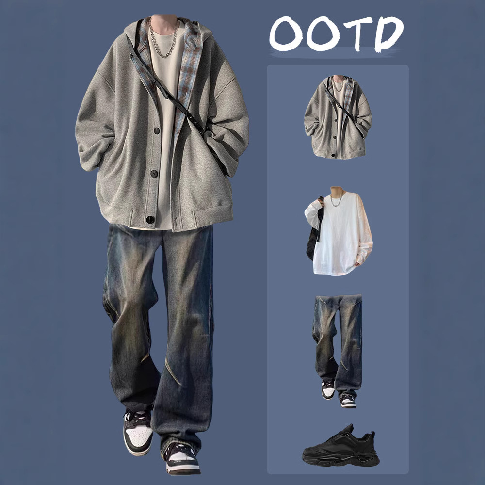 281 그레이 + 롱 화이트 T + 109 블루 진