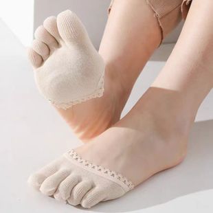 Summer Half-Toe Socks, Five-Toe Socks, Lace Open-Toe Five-Toe Socks, Women's Thin High-Heeled Shoes, Non-Slip Socks