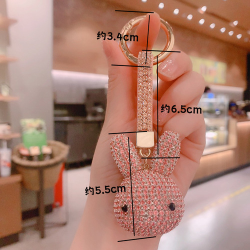 Korean creative full diamond keychain rabbit keychain with diamond jewelry fashion car keychain chain ladies gift