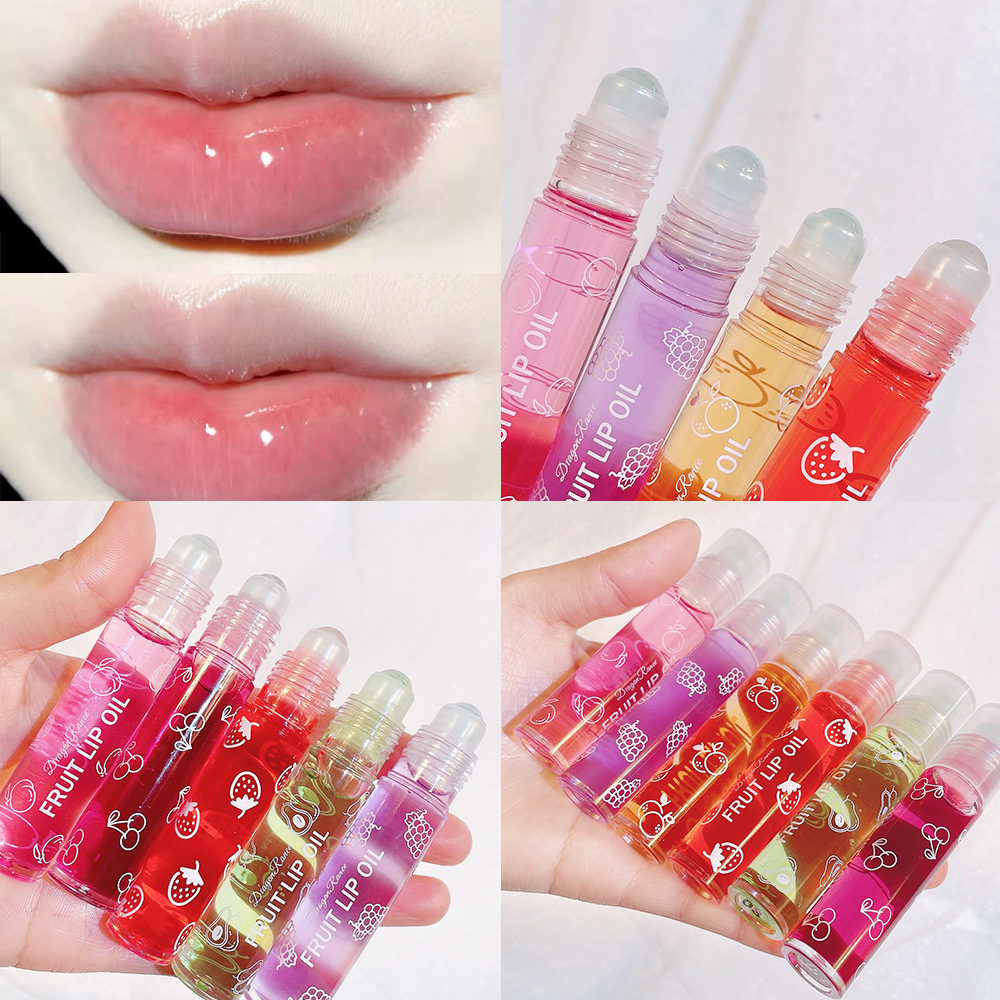Cross-Border Rolling Lip Oil Moisturizing and Hydrating Liquid, Colorless Transparent Fruit Avocado Lip Oil