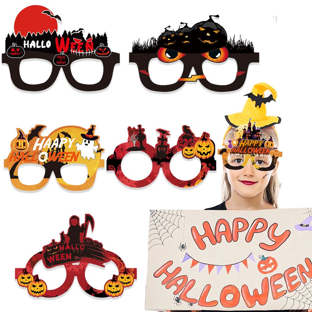 Nuevo Halloween gafas de papel niños adultos danza fiesta decoración suministros dibujos animados fantasma calabaza gafas