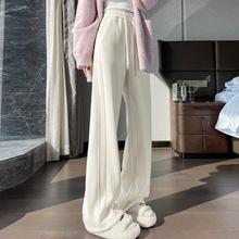 雪尼尔窄版阔腿裤女高个子秋冬高腰灯芯绒加绒梧桐裤条绒直筒休闲