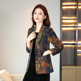 Осенний пиджак классического кроя для матери, куртка, жакет, в западном стиле, в корейском стиле, для среднего возраста