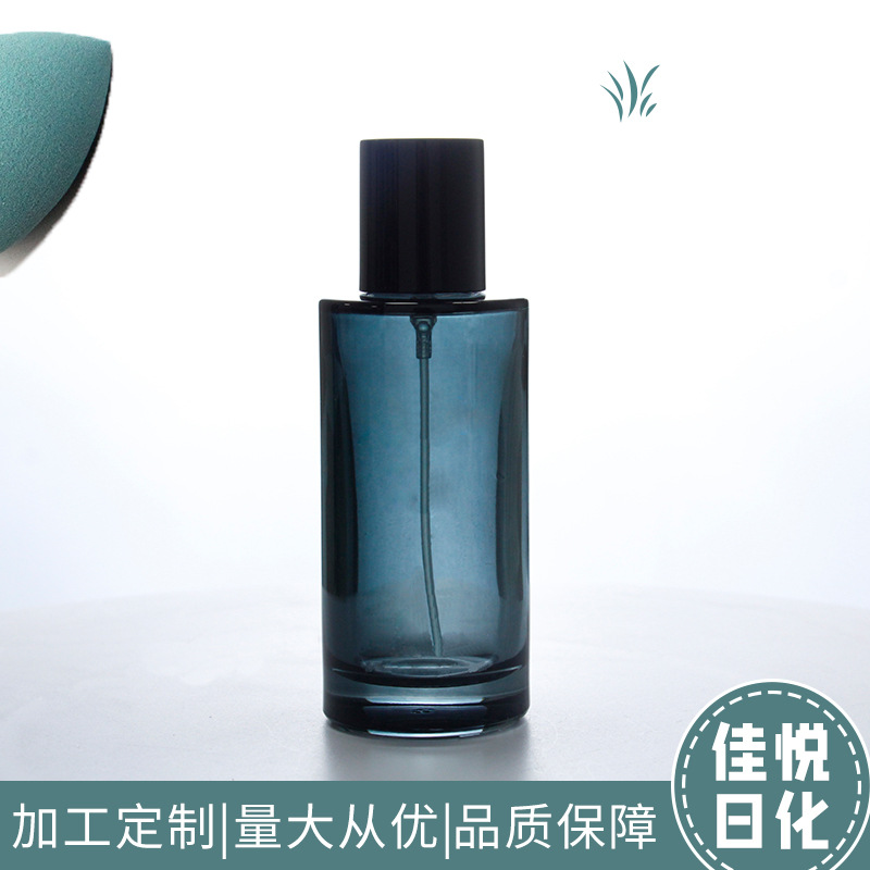 现货化妆品瓶厚底直圆玻璃瓶50ml压泵精华套装瓶滴管瓶乳液瓶