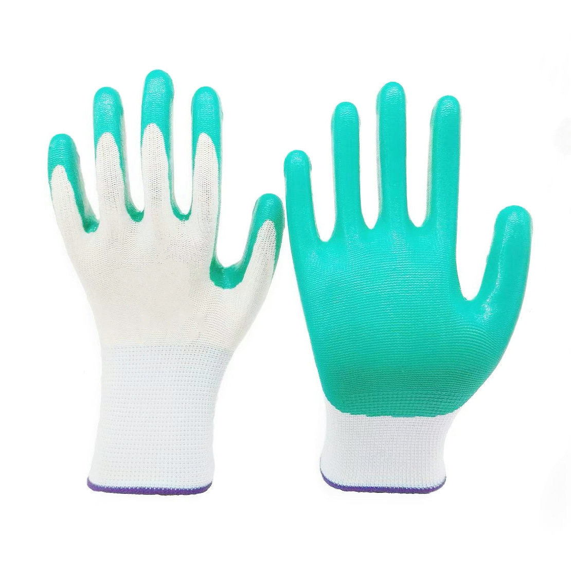 무지 백색/녹색 니트릴 고무 장갑, 두꺼운 타입 (42g/켤레)