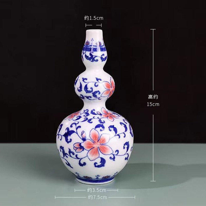 Flores de porcelana azul, vasos de flores de cerámica de lujo ligero, flores de alto nivel, decoración de mesa de comedor de estilo nuevo chino
