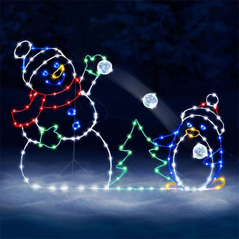 LED Lawn Lamps Snowball Fight Active Light String Frame Deco