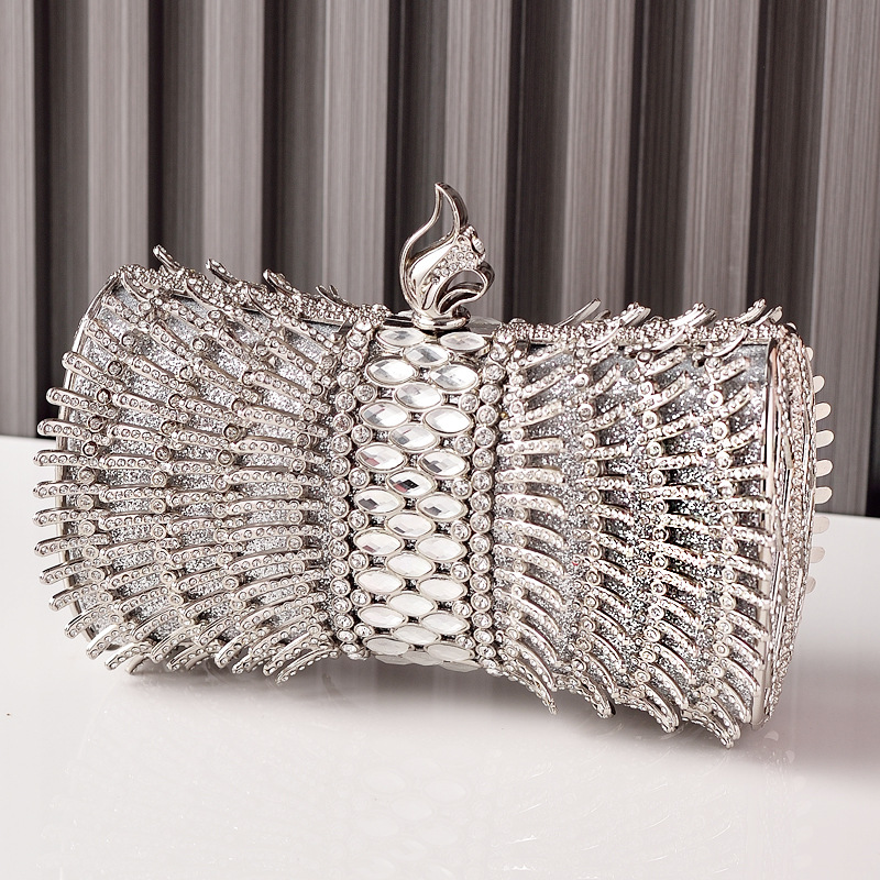 Bolso de cena transfronterizo de nuevo estilo con incrustaciones de diamantes Bolso de vestido de banquete europeo y americano Bolso de embrague de banquete de diamantes llenos new clucth bag