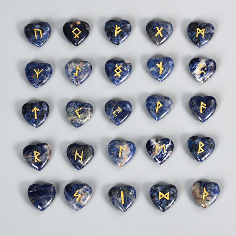 Amazon europeo y americano Venta caliente 25 cristal natural amor Luen carta ruoni Rune cristal piedra