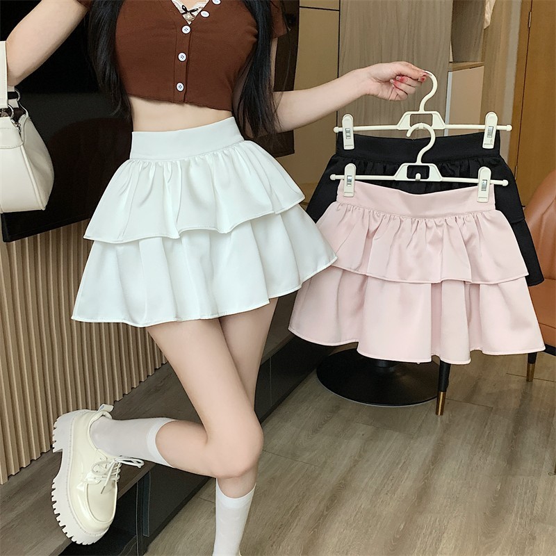 高腰蓬蓬半身裙子女装夏季小个子显字短裙高级感走光蛋糕裙
