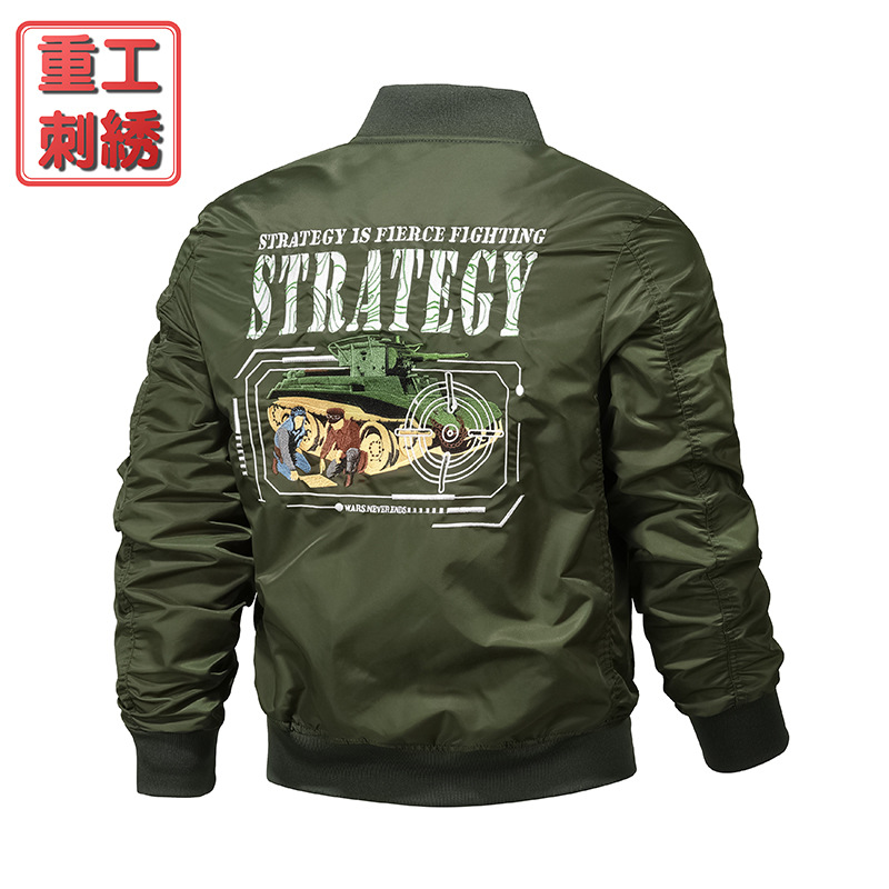 Primavera y otoño nueva chaqueta de piloto KONGMAI hombre industria pesada bordada chaqueta de béisbol chaqueta de trabajo chaqueta de trabajo