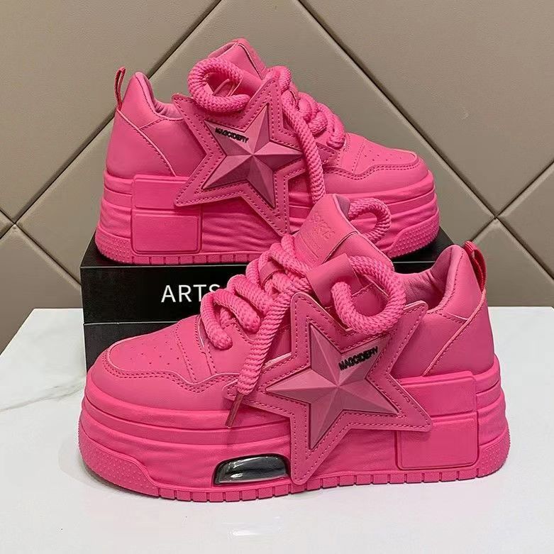 Estación independiente de comercio exterior Tendencia nueva estrella de cinco puntas otoño plataforma plataforma zapatos mujer moda casual zapatos blancos mujeres