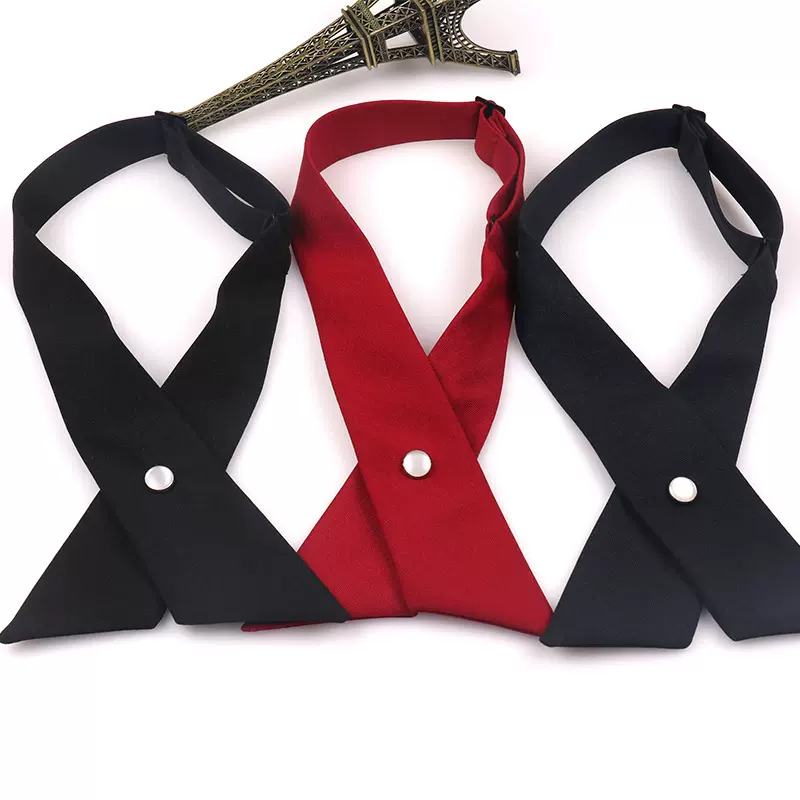 日韩休闲十字jk交叉领结纯色印花蝴蝶结男女士职业制服领结领花