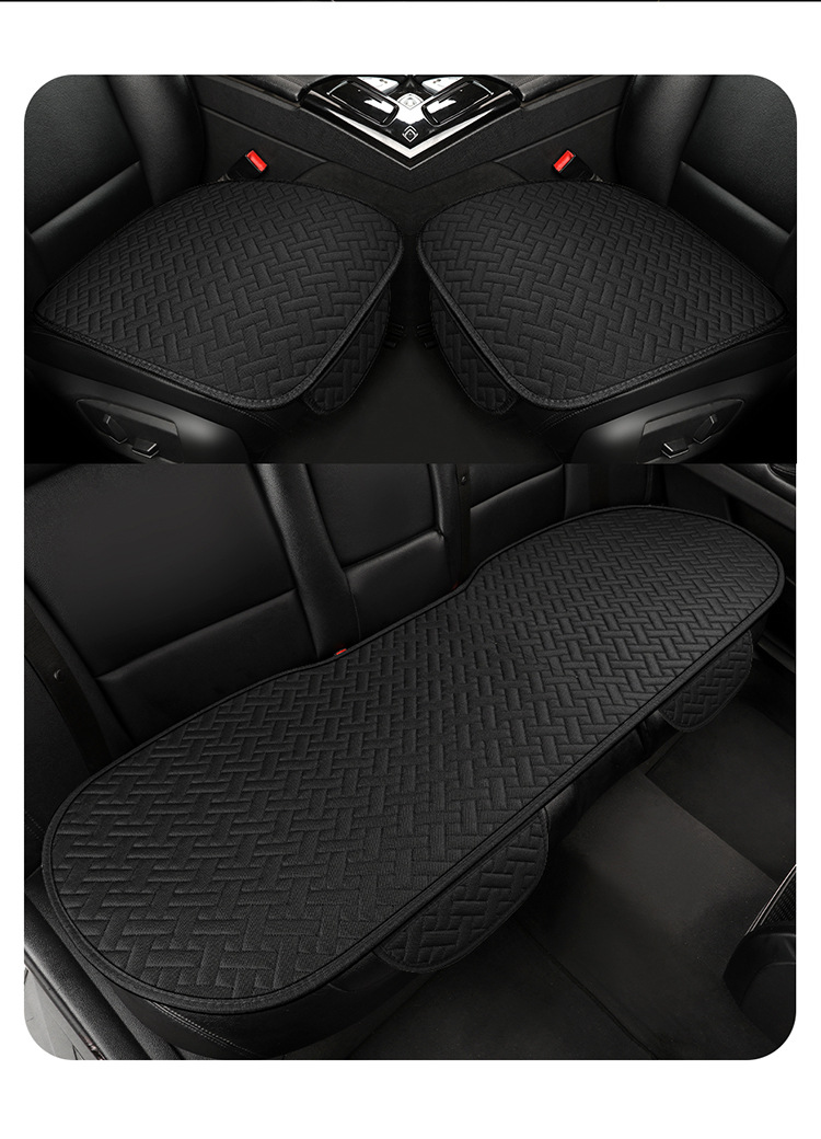 Manufacturer Wholesale Universal Car Seat Cushion Linen Striped Small Three-Piece Backrest Four-Season Tie-Free Anti-Slip Foreign Trade Explosion Single Seat
