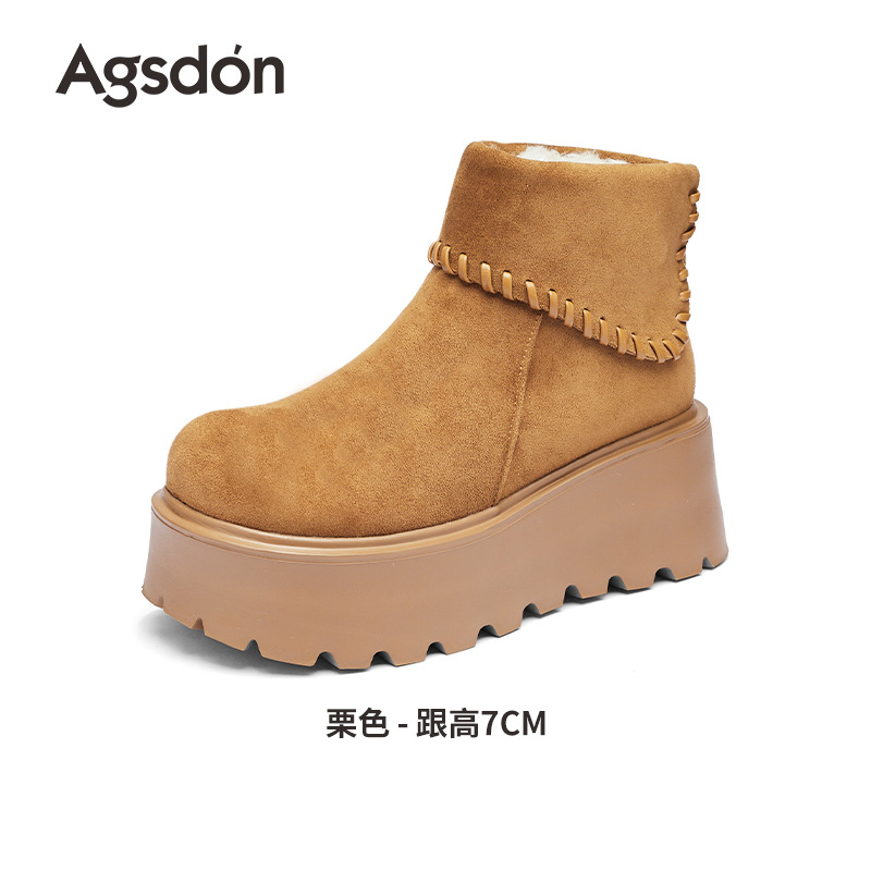 Botas de nieve de fondo grueso para mujeres 2025 nuevas botas cortas de invierno de lana gruesa Burken para usar zapatos de algodón de alto rendimiento