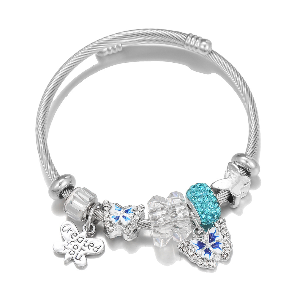 Sweet Butterfly Alloy Enamel Rhinestones Womenu0027S Bangle 1 Piece