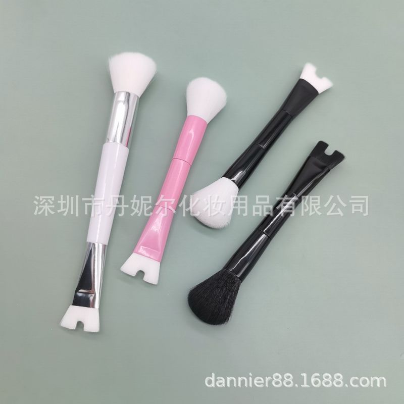 Nueva caliente de doble cabeza en forma de U nariz sombra polvo cepillo único portátil de alto brillo cepillo Fundación corrector maquillaje belleza herramientas