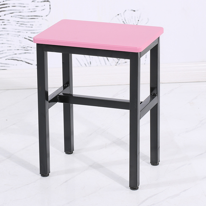 Taburete de taller al por mayor, línea de montaje de fábrica, taburete de trabajo, taburete cuadrado pequeño de acero y madera, taburete de hierro de comida rápida, oro de entrenamiento