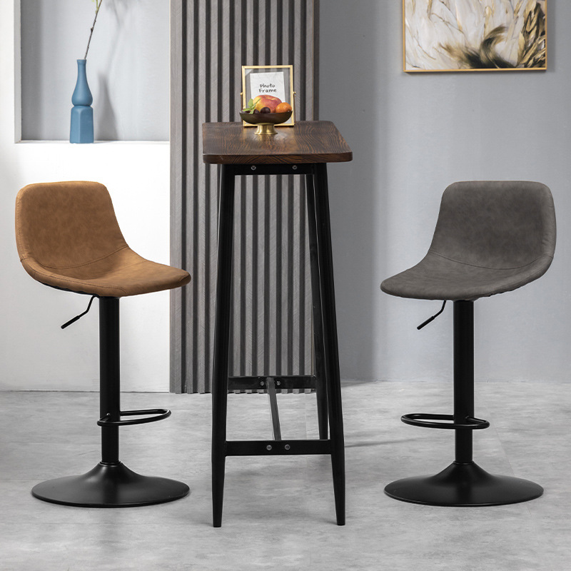 Bar chair lifting and rotating backrest stool light luxury home fashion front desk bar chair iron high-leg modern simple