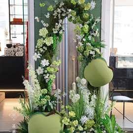 咖啡店春夏天氛围布置森系全身镜苔藓微景观造景异形镜子花店拍照