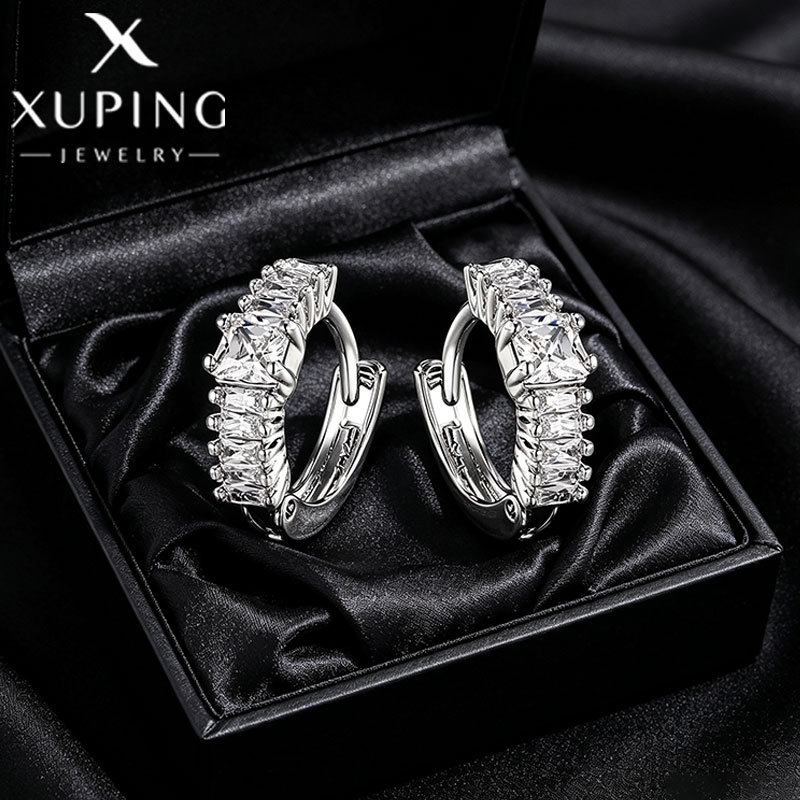 Xuping joyería estilo de moda europea y americana aretes exagerados doble fila brillante aretes de aretes de arroz de arroz pendientes de arroz transfronterizos aretes al por mayor