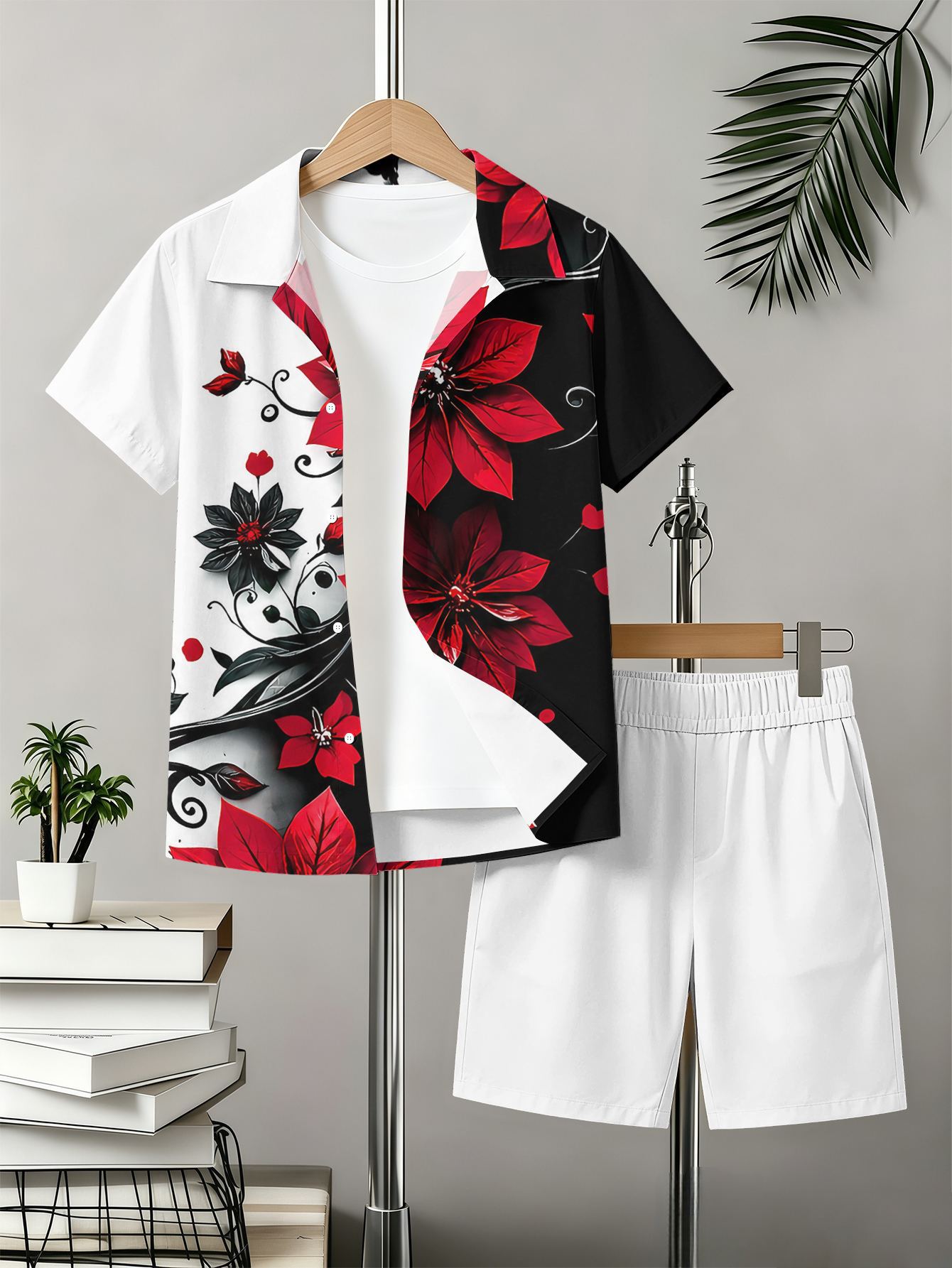 Boys Patterned 3d Printed Shirt And Shorts Summer Set_voghion.com