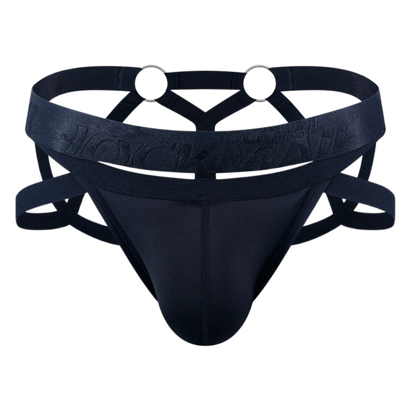 Ropa interior de los nuevos hombres hip lifting sexy Tanga transparente seda de hielo vinculante transparente sexy anillo de acero vendaje hueco tentación