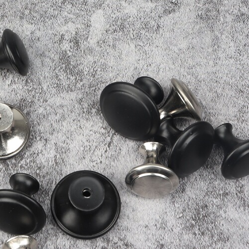 304 stainless steel single hole handle metal round single hole black small handle modern simple drawer cabinet door handle