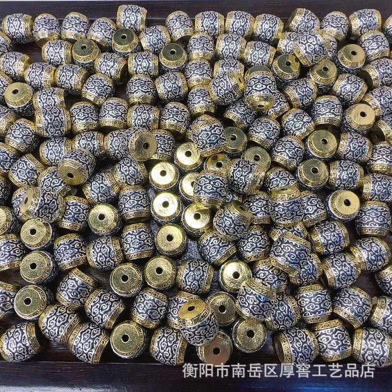 Натуральный тибетский серебряный сплав двухцветный миллион слов Сянюнь Бочковые бусы DIY