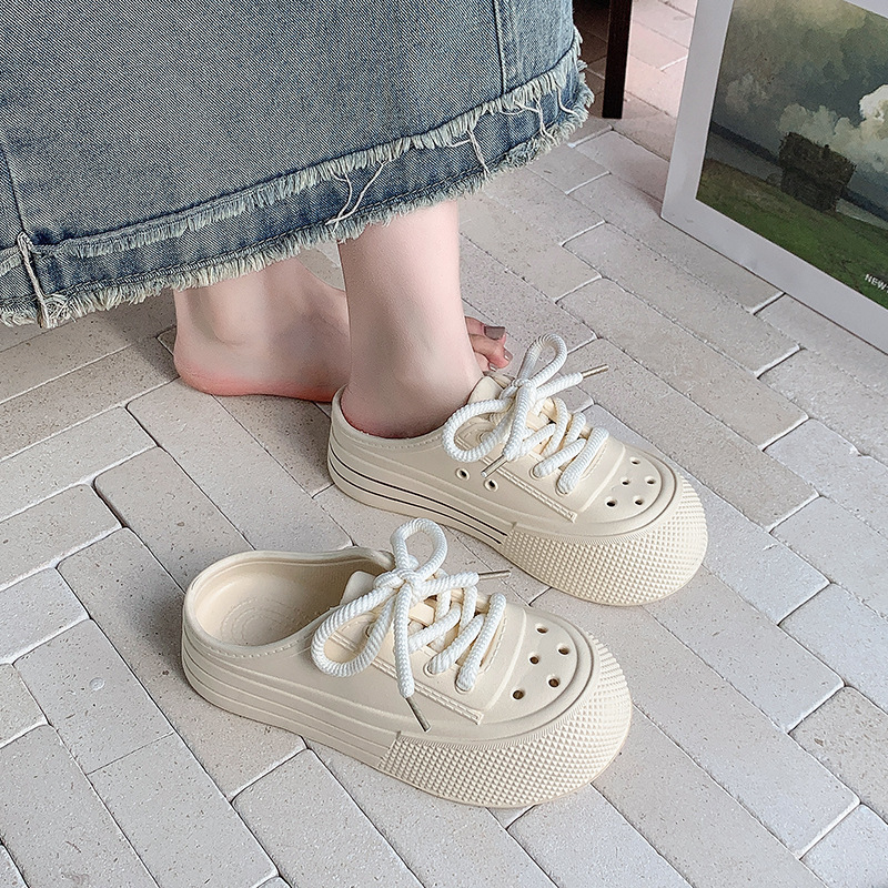 Hole Shoes Women's Thick Sole Height Increasing Simple Casual Shopping Fashionable Shoelaces Comfortable Summer New Sandals Shoes Hole Shoes Women's Thick Sole Height Increasing Simple Casual Shopping Fashionable Shoelaces Comfortable Summer New Sandals Shoes