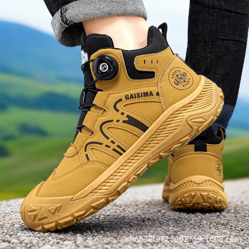 Cross-Border Large Size Autumn and Winter Men's Shoes New High-Top Hiking Boots Men's Trendy Versatile Outdoor Rock Climbing Sports Shoes