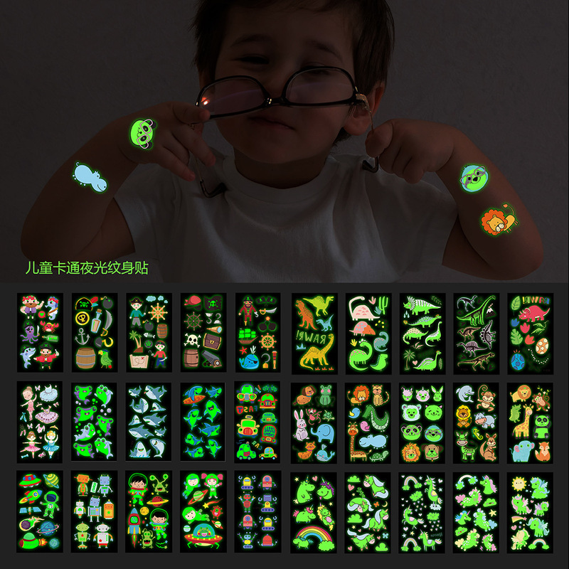 AirAsia New Children Cartoon Dinosaur Luminous Tattoo Sticker Cute Animal Flower Arm Luminous Tattoo Sticker AirAsia New Children Cartoon Dinosaur Luminous Tattoo Sticker Cute Animal Flower Arm Luminous Tattoo Sticker