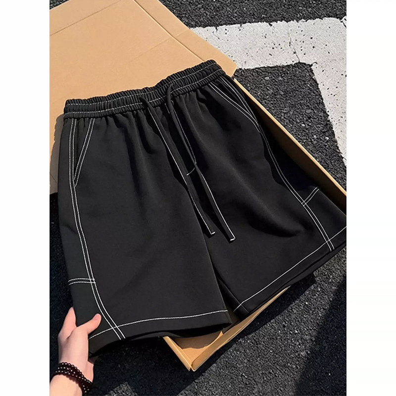 American-Style Contrast-Stitching Ice Silk Shorts for Men, Summer Drawstring Five-Point Shorts, Loose Sports Beach Shorts American-Style Contrast-Stitching Ice Silk Shorts for Men, Summer Drawstring Five-Point Shorts, Loose Sports Beach Shorts