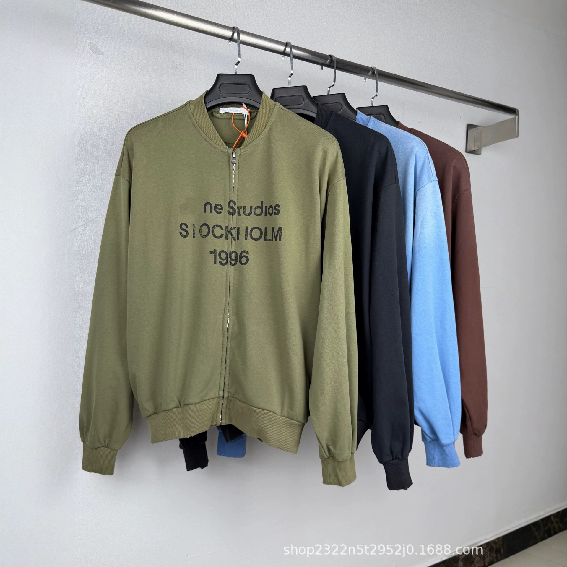 High-quality AC brand distressed printed letter 1996 loose-fitting baseball jacket, unisex, trendy brand, directly supplied from Nanyou.