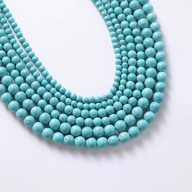 Turquoise synthesized white round beads